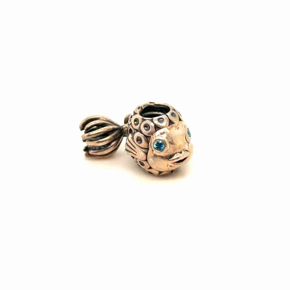 Pandora Silver Fish Charm with Blue Eyes